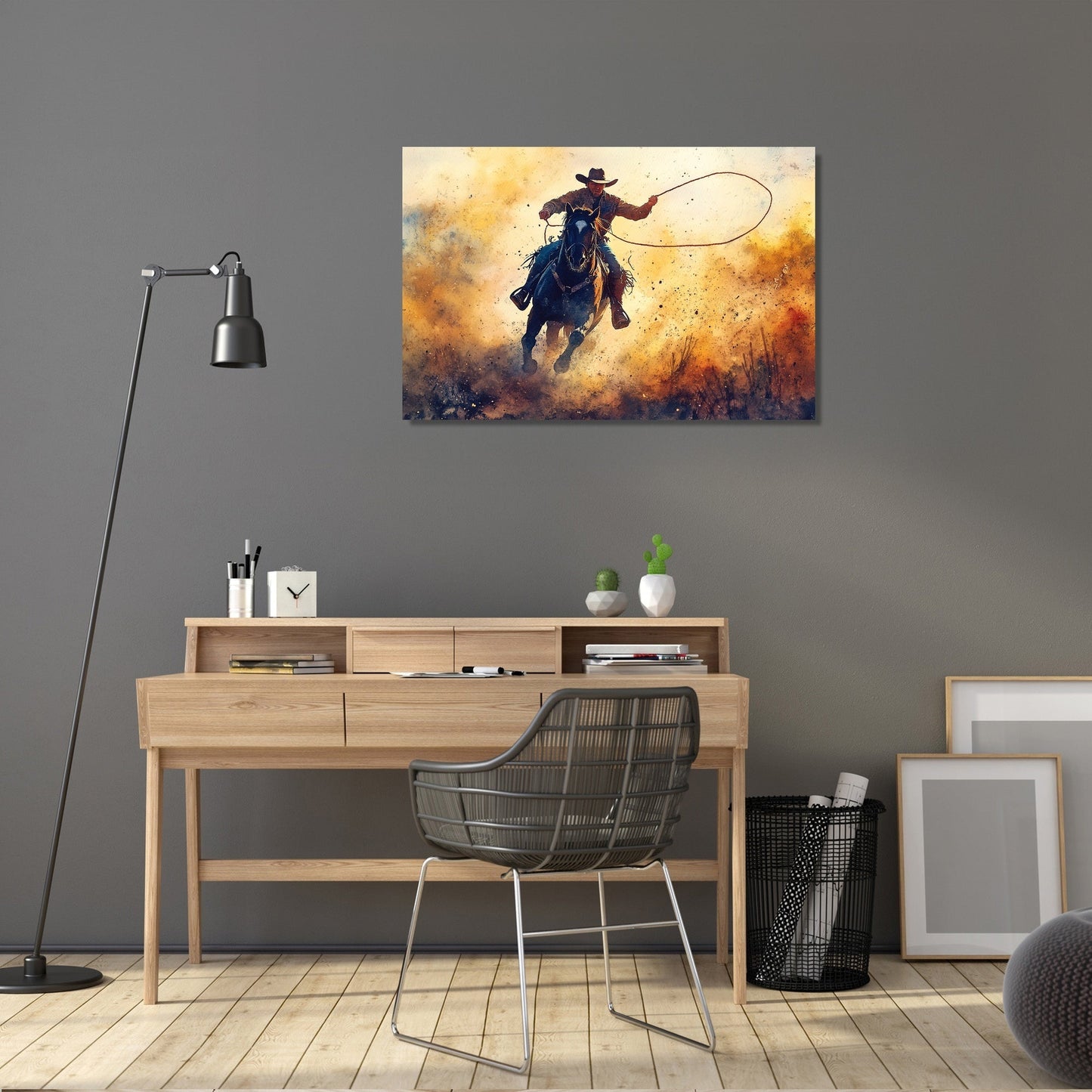 Cowboy Lasso Sunset Canvas