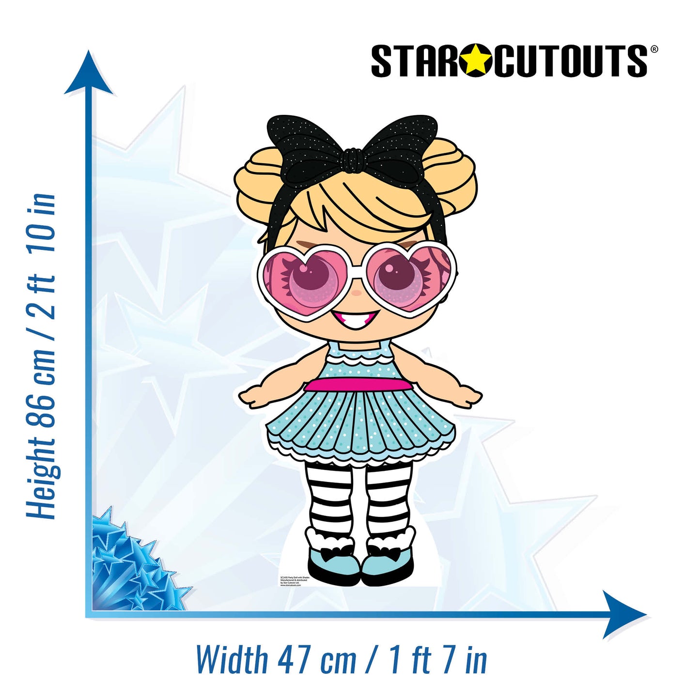 SC1435 Party Doll with Large Eyes and Shades Cardboard Cut Out Height 86cm