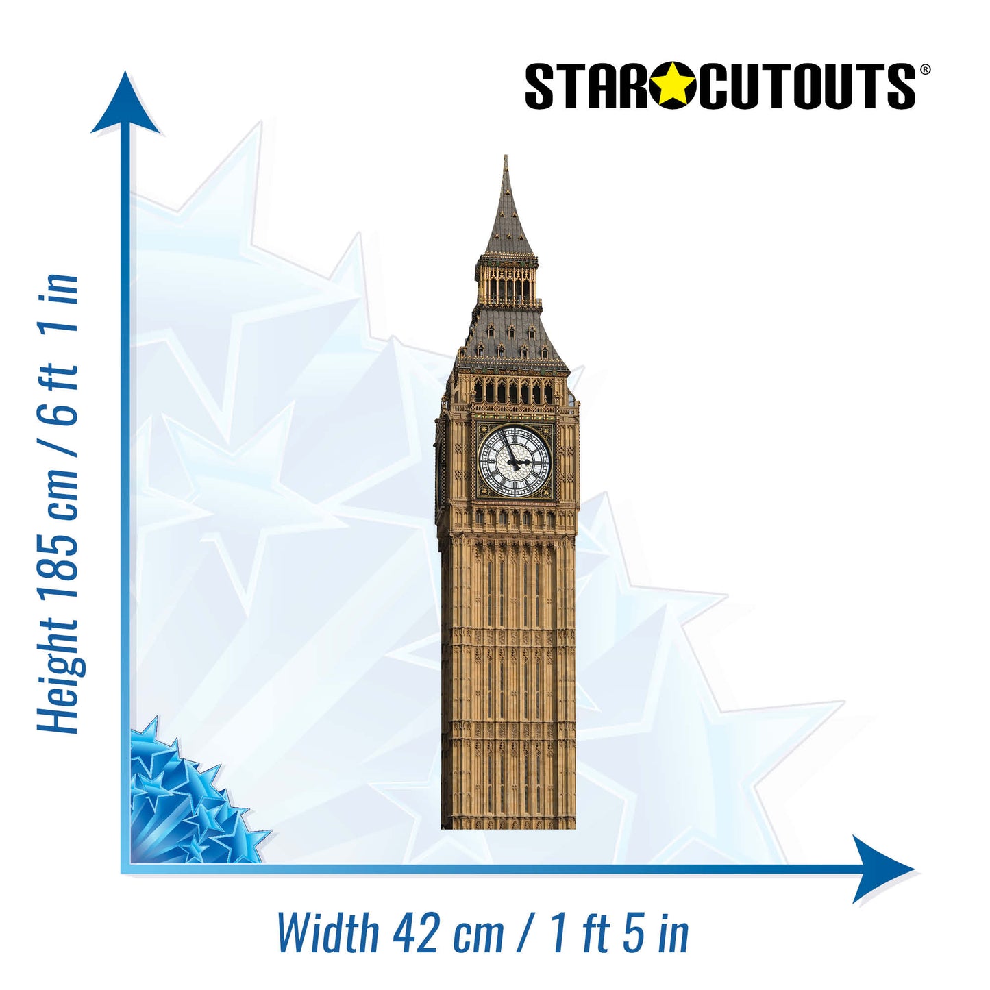 SC146 Big Ben Clock Cardboard Cut Out Height 185cm