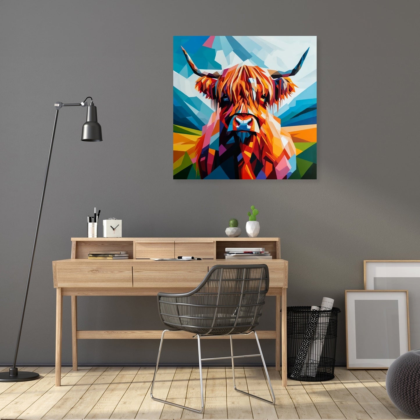 Cubist Highland Cow Essence Canvas