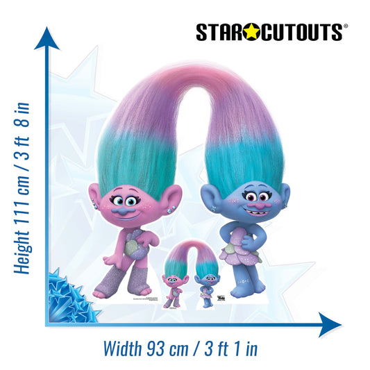 SC1498 Sisters Satin and Chenile Trolls World Tour Cardboard Cut Out Height 111cm