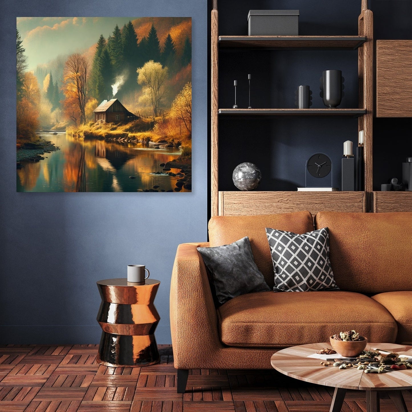 Autumn Riverside Retreat Canvas