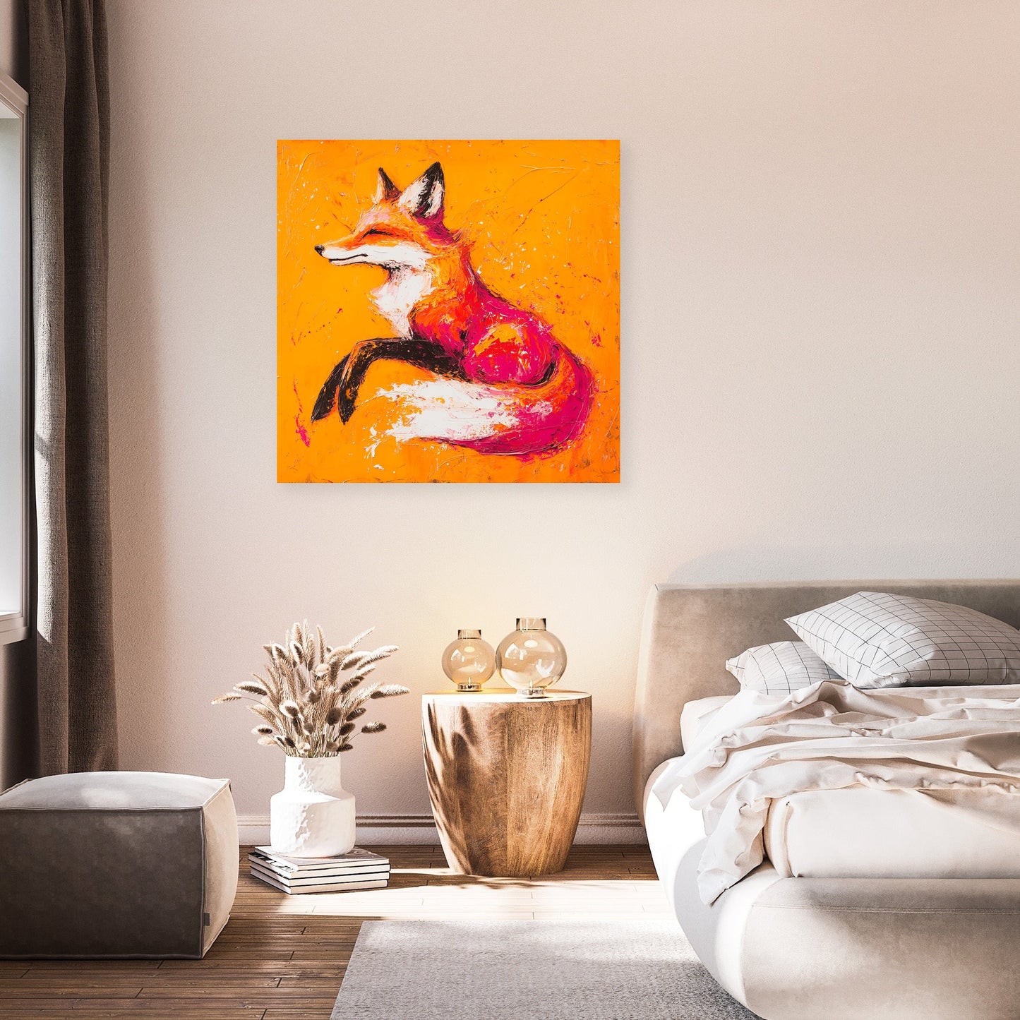 Vibrant Fox on Fiery Canvas