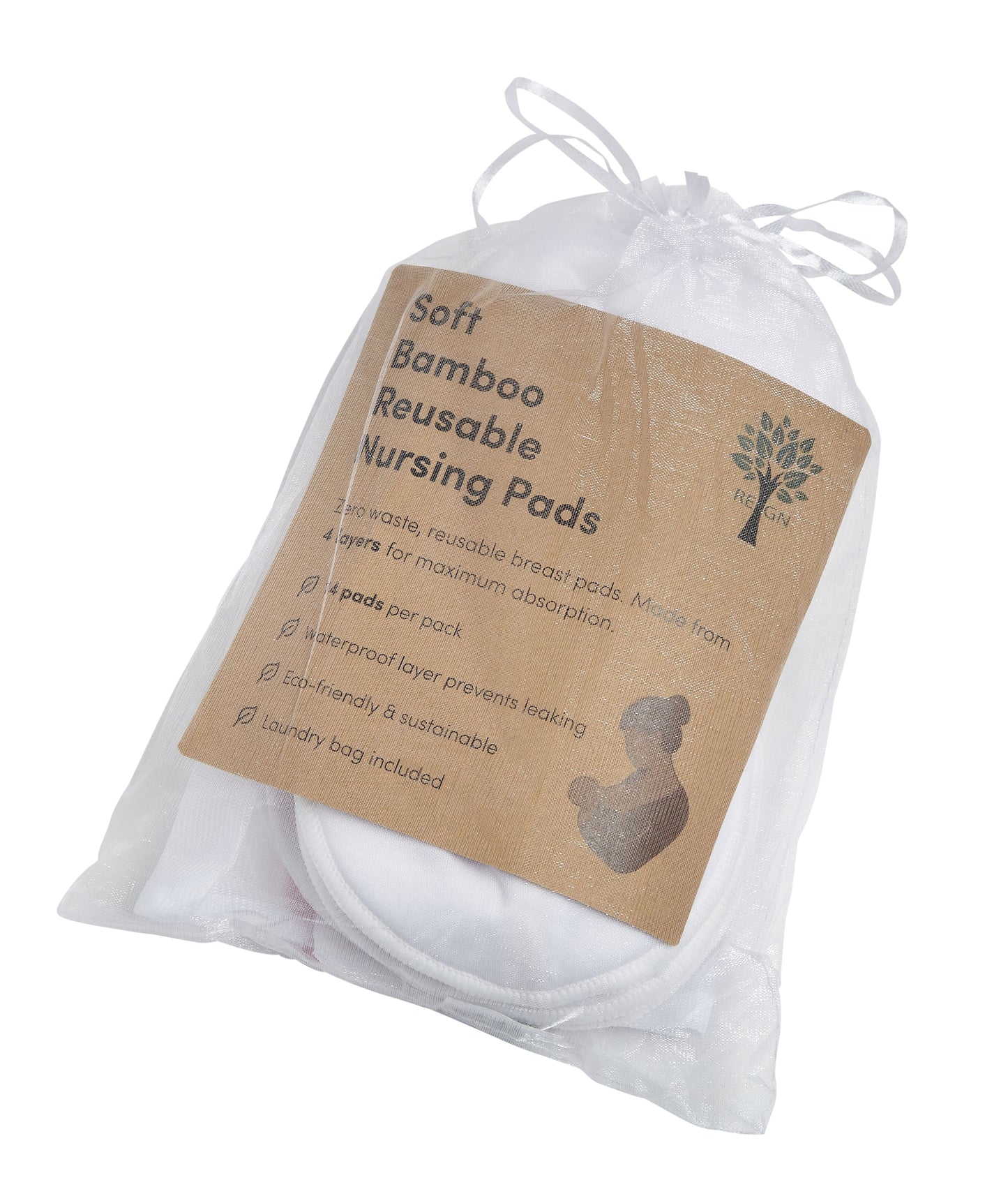 White Bamboo Breast Pads (Medium to XL) - 14 Pack