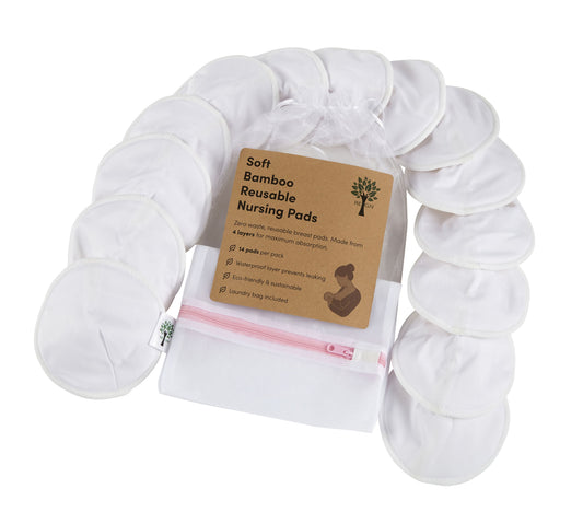 White Bamboo Breast Pads (Medium to XL) - 14 Pack