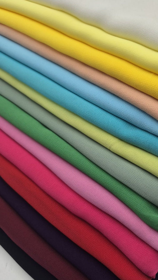 15 COLOURS - Premium Plain Dyed Chiffon Fine Soft Sheer Dress Fabric