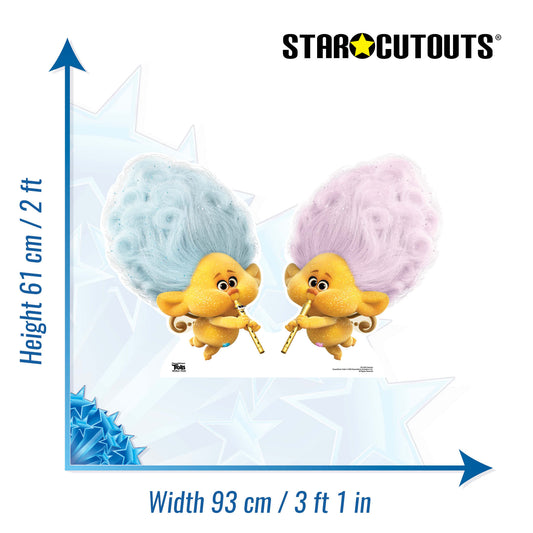 SC1500 Cherub Blue and Pink Trolls World Tour Cardboard Cut Out Height 61cm