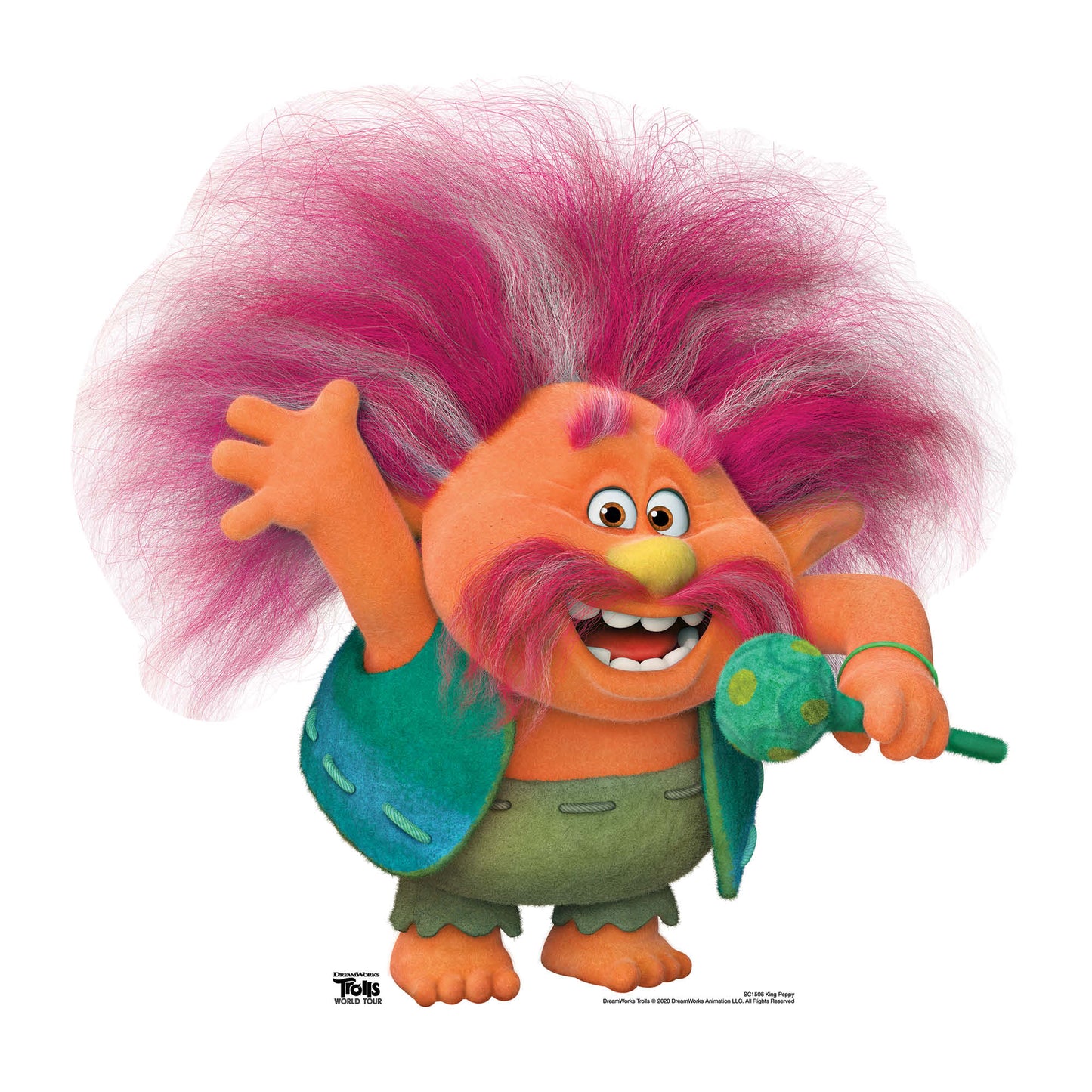 SC1506 King Peppy Trolls World Tour Cardboard Cut Out Height 74cm