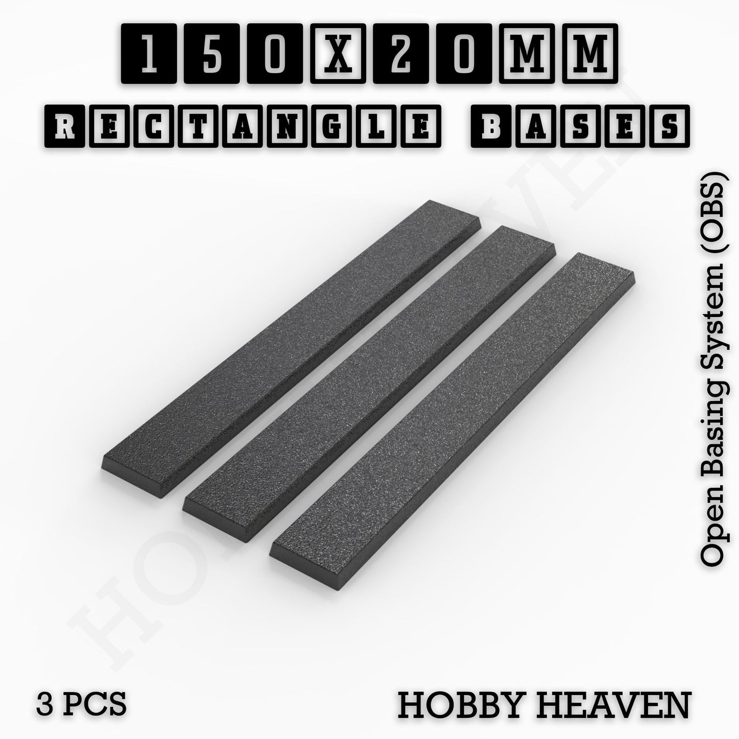 Rectangle Bases Range Sizes - 125x50mm to 200x175mm Large Sizes 3d Print Full Range Tabletop Games