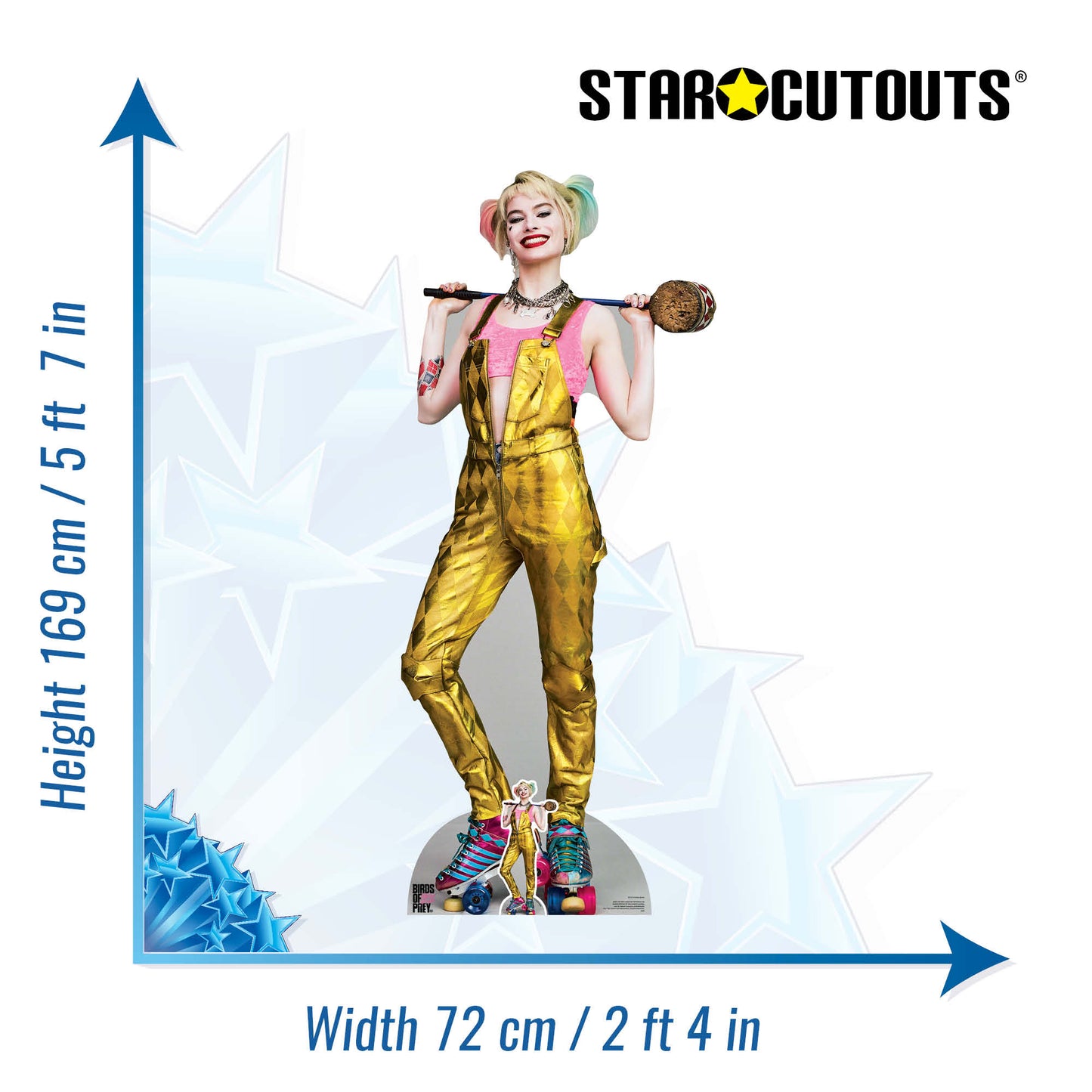 SC1511 Harley Quinn Gold Jumpsuit Margot Robbie Birds of Prey Cardboard Cut Out Height 169cm