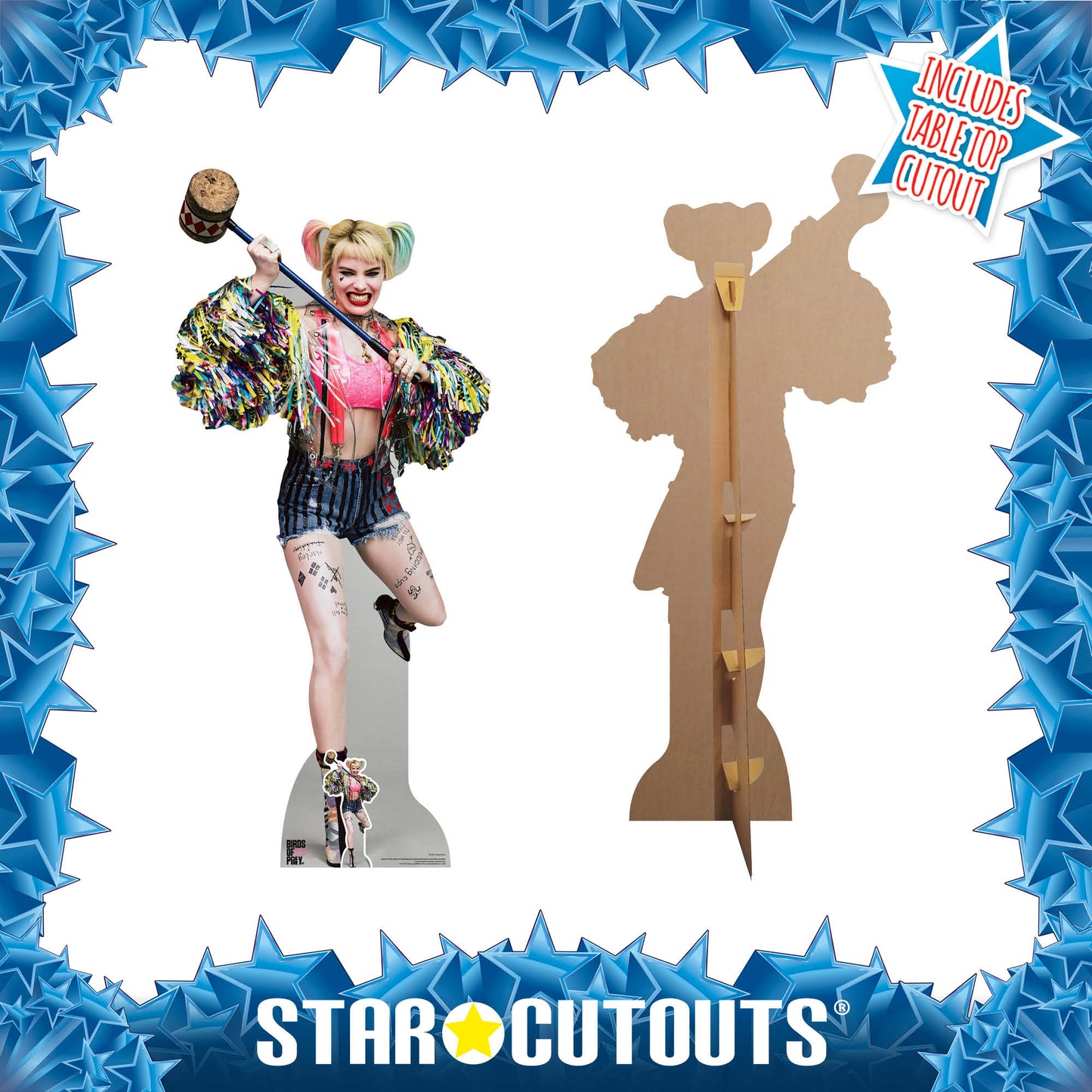 SC1521 Harley Quinn Swinging Mallet Margot Robbie Birds of Prey Cardboard Cut Out Height 183cm