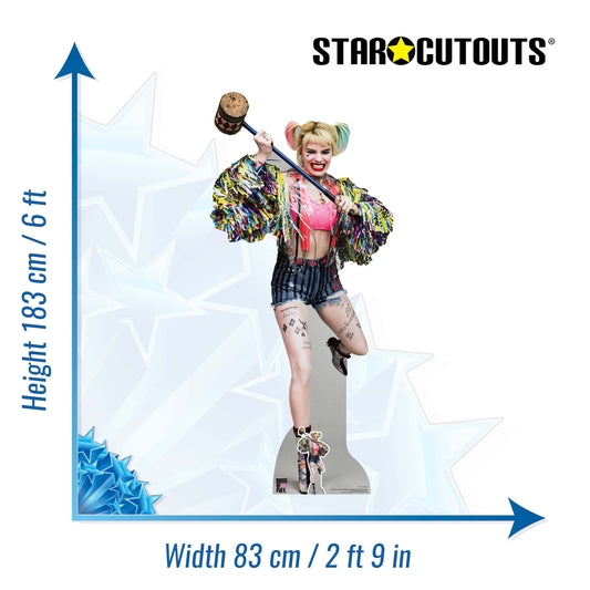 SC1521 Harley Quinn Swinging Mallet Margot Robbie Birds of Prey Cardboard Cut Out Height 183cm