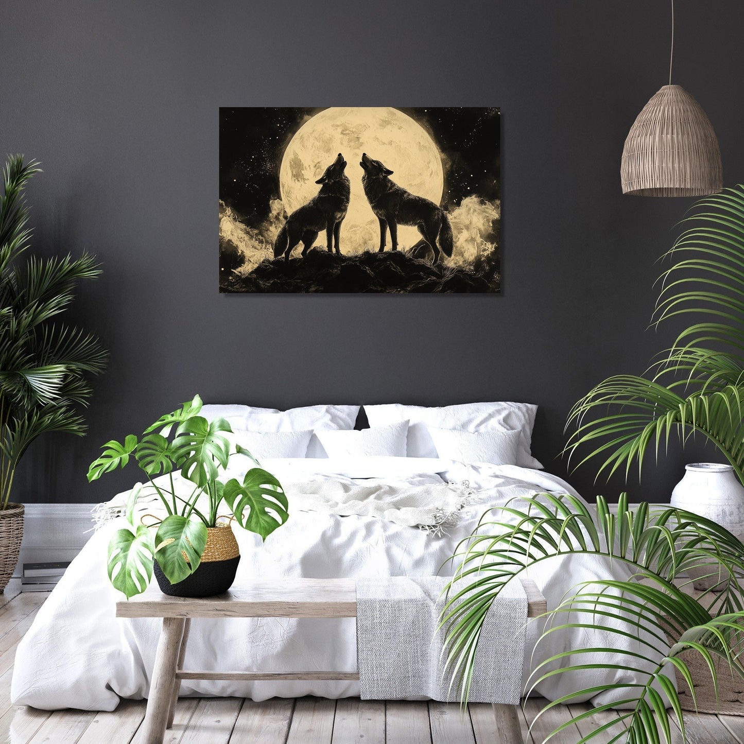 Lunar Serenade Wolves Canvas