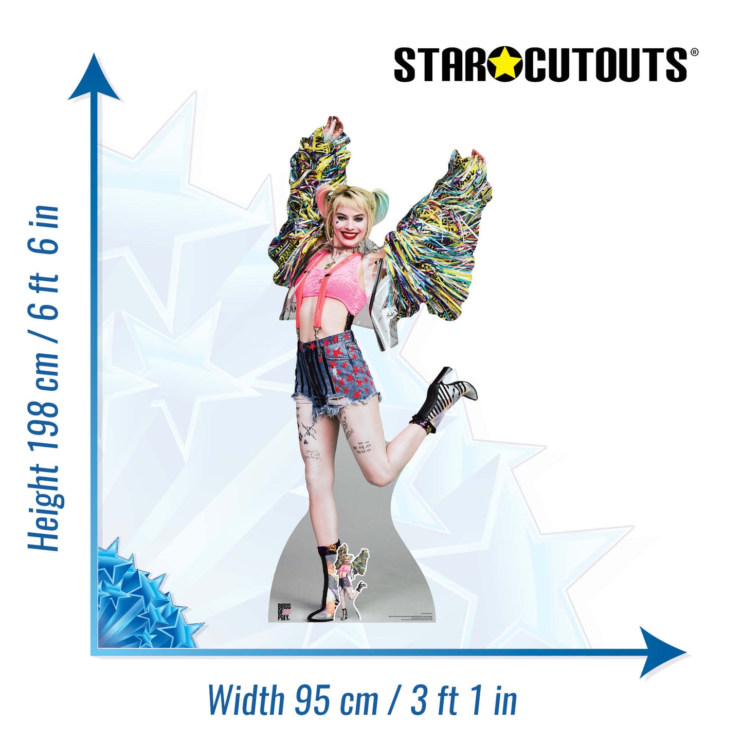 SC1535 Harley Quinn Gotham's Worse Psychotic Happy Butterfly Margot Robbie Birds of Prey Cardboard Cut Out Height 198cm