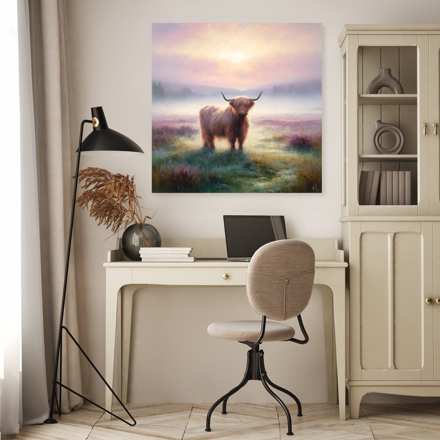 Highland Cow Dawn Canvas