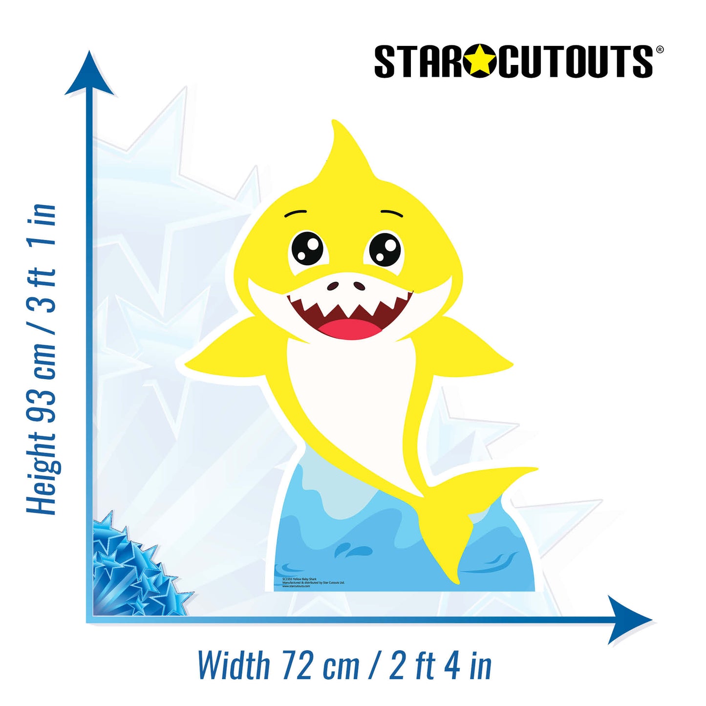 SC1555 Baby Shark Yellow Cardboard Cut Out Height 93cm