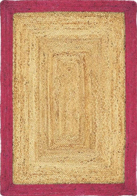 Bordered Raspberry Jute Rug