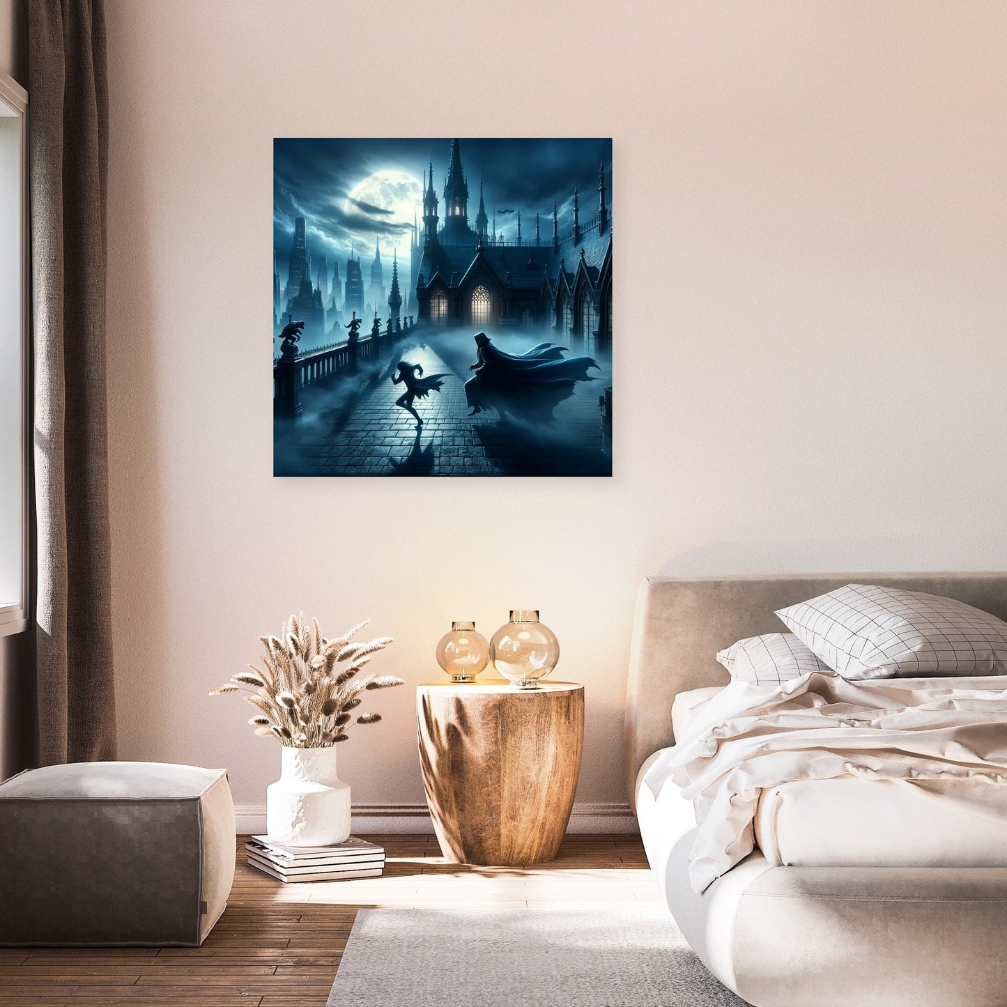 Gothic Rooftop Pursuit Canvas