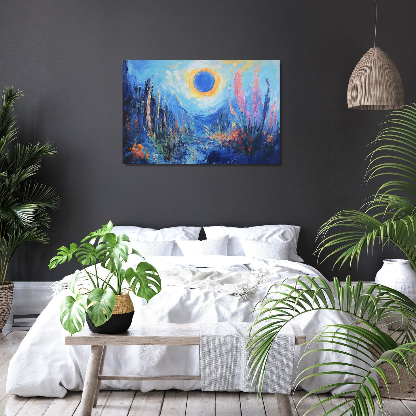 Blue Sun Landscape Canvas