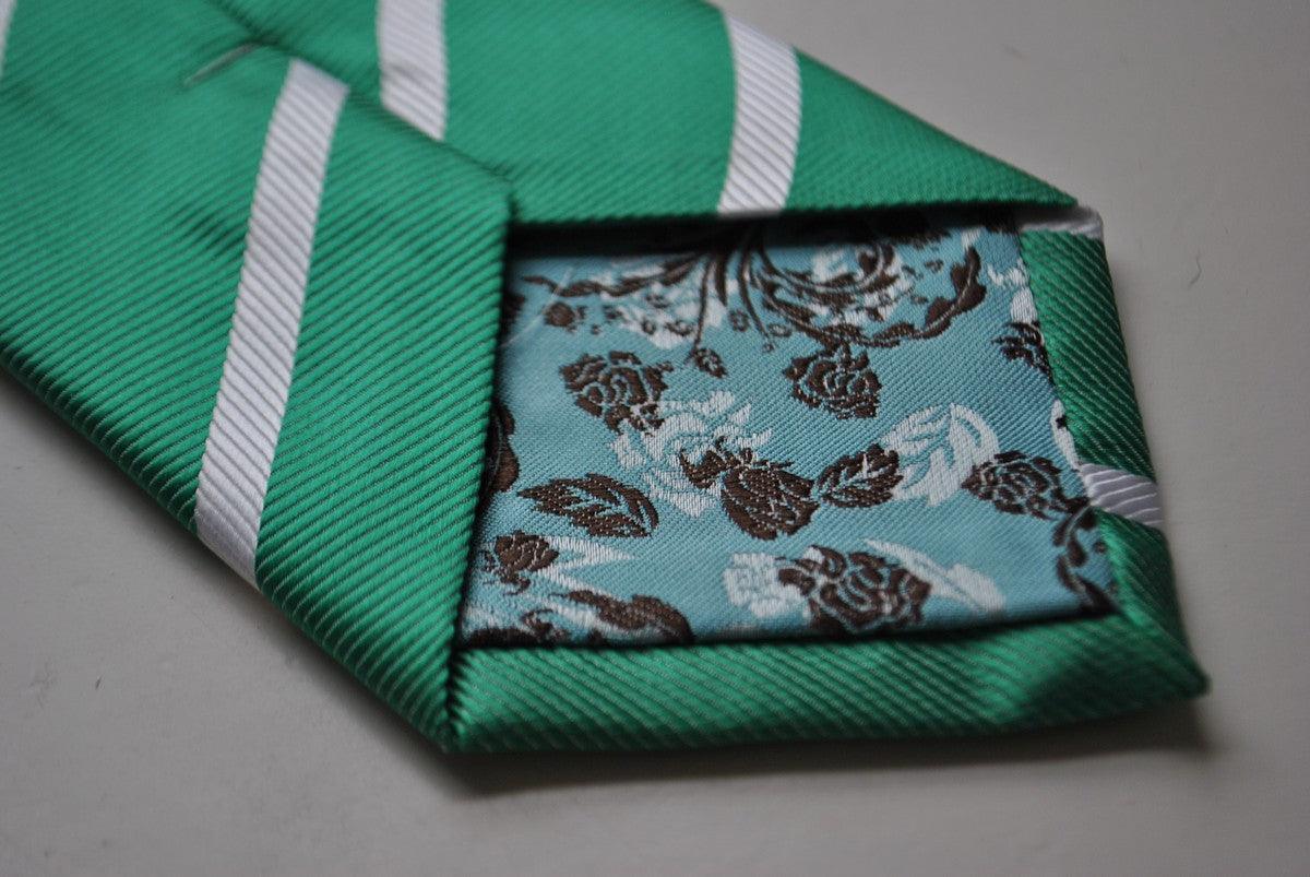 green tie with white club stripes