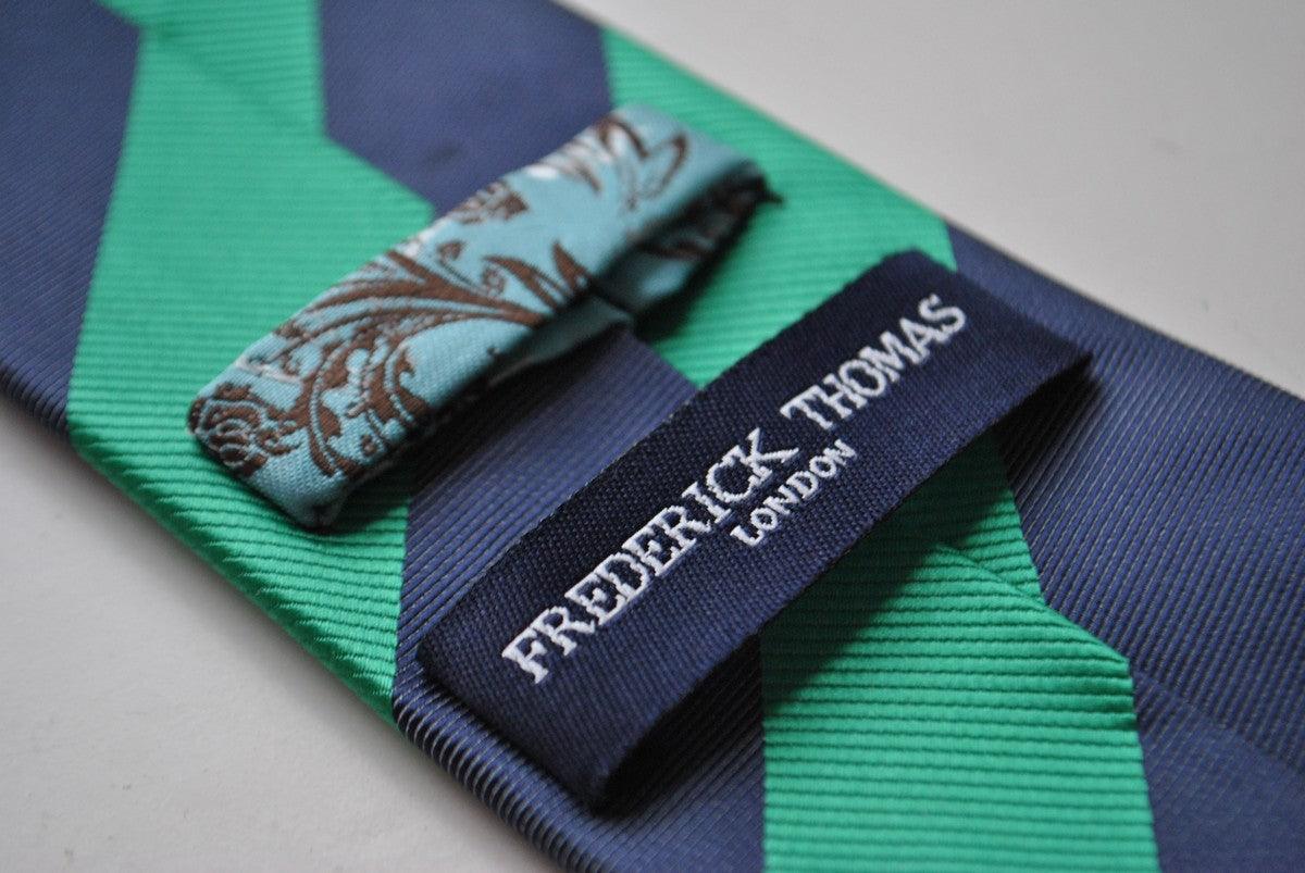 green and navy barber striped tie