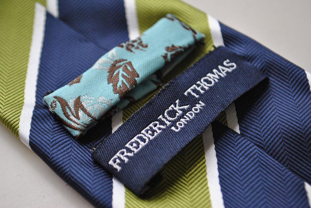 green, white and navy barber striped tie