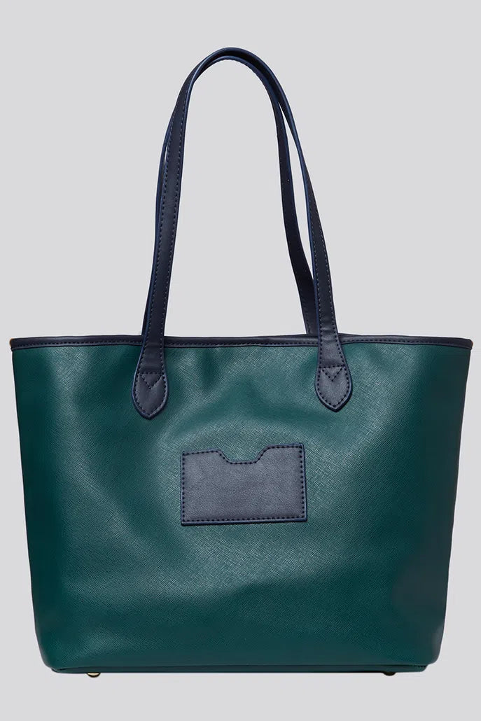Amelia Contrast Strap Tote Bag - Green