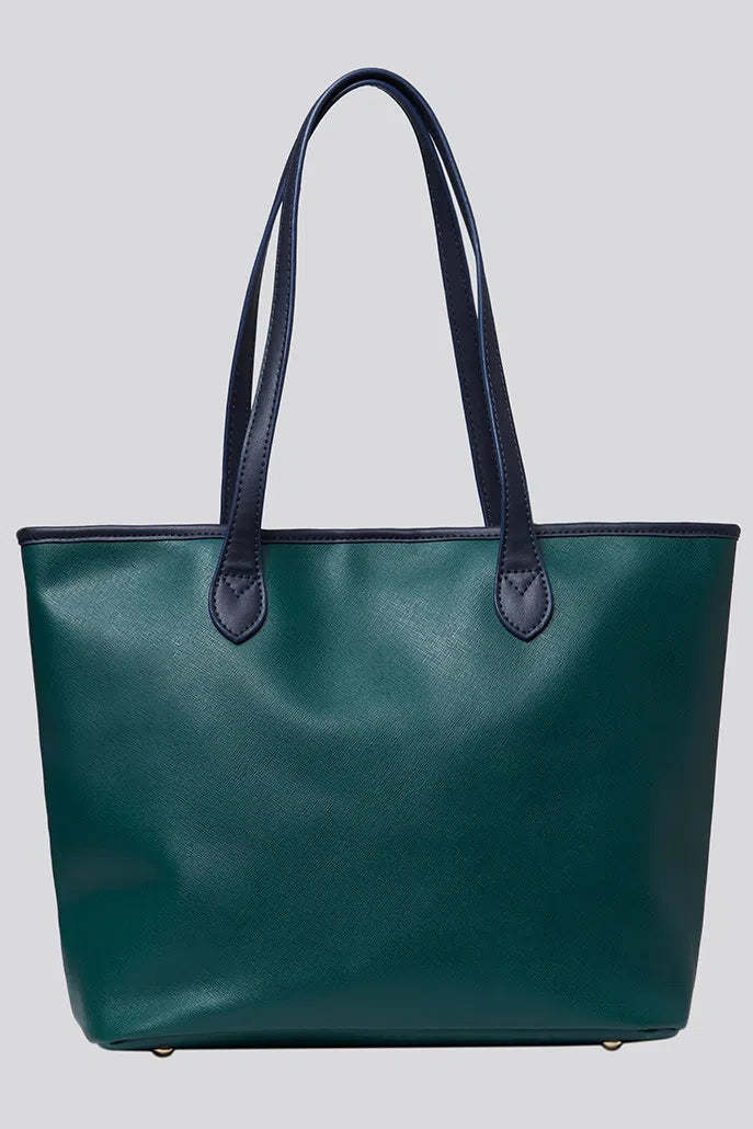 Amelia Contrast Strap Tote Bag - Green