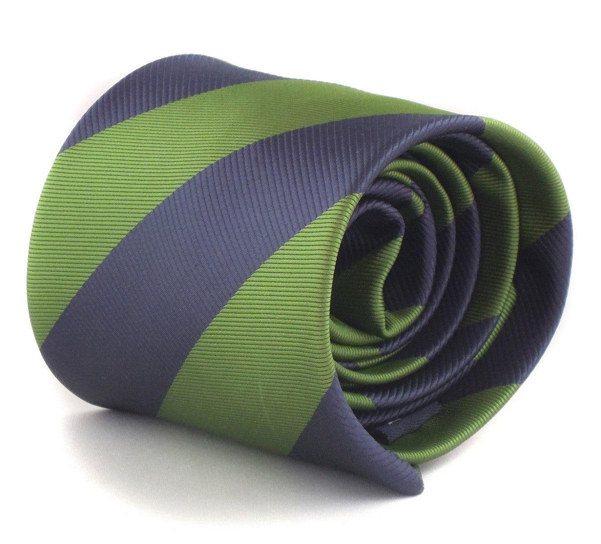 green and navy barber striped tie