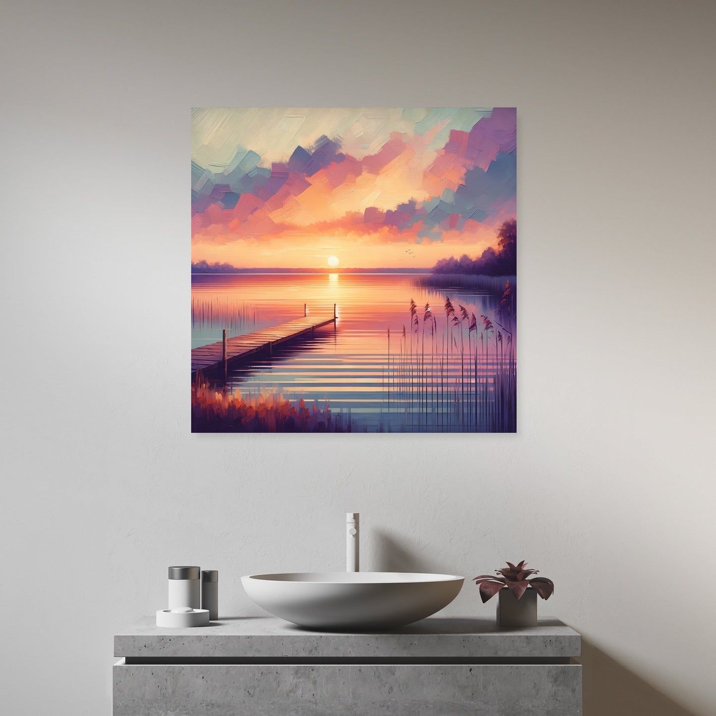 Sunset Lakeside Canvas