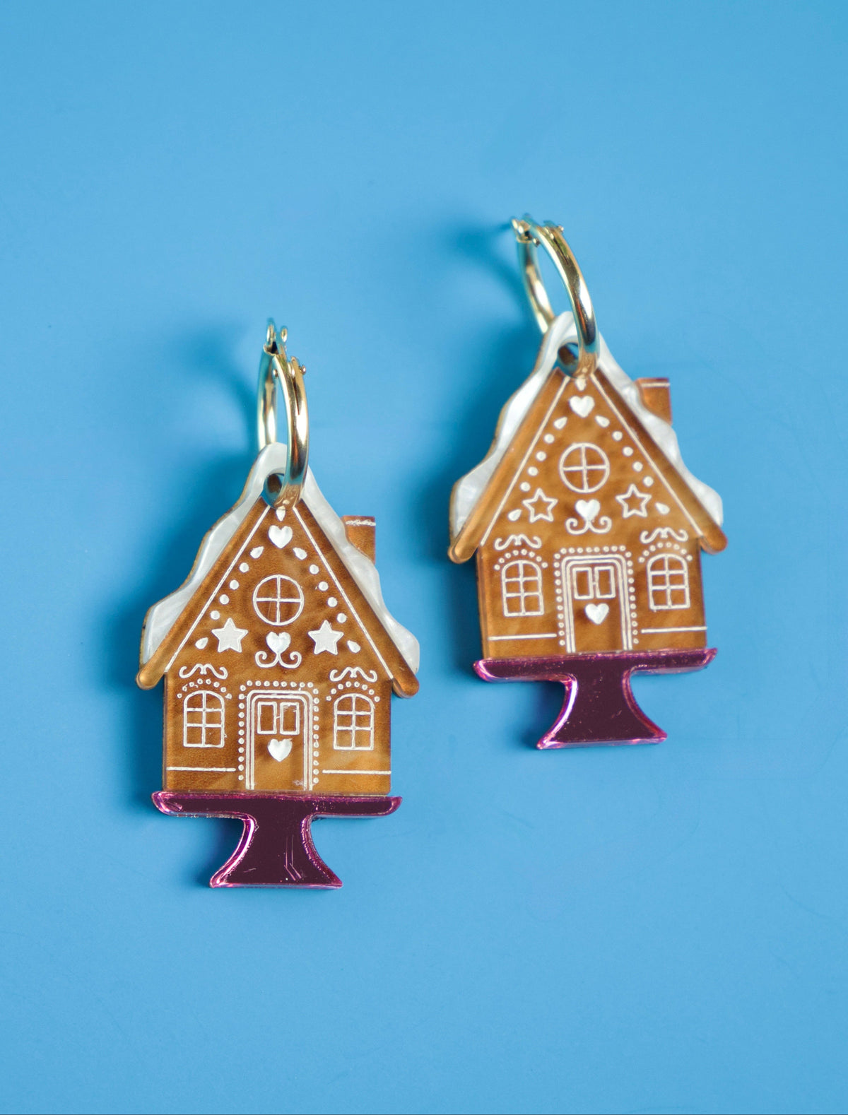 Gingerbread House Hoop Earrings