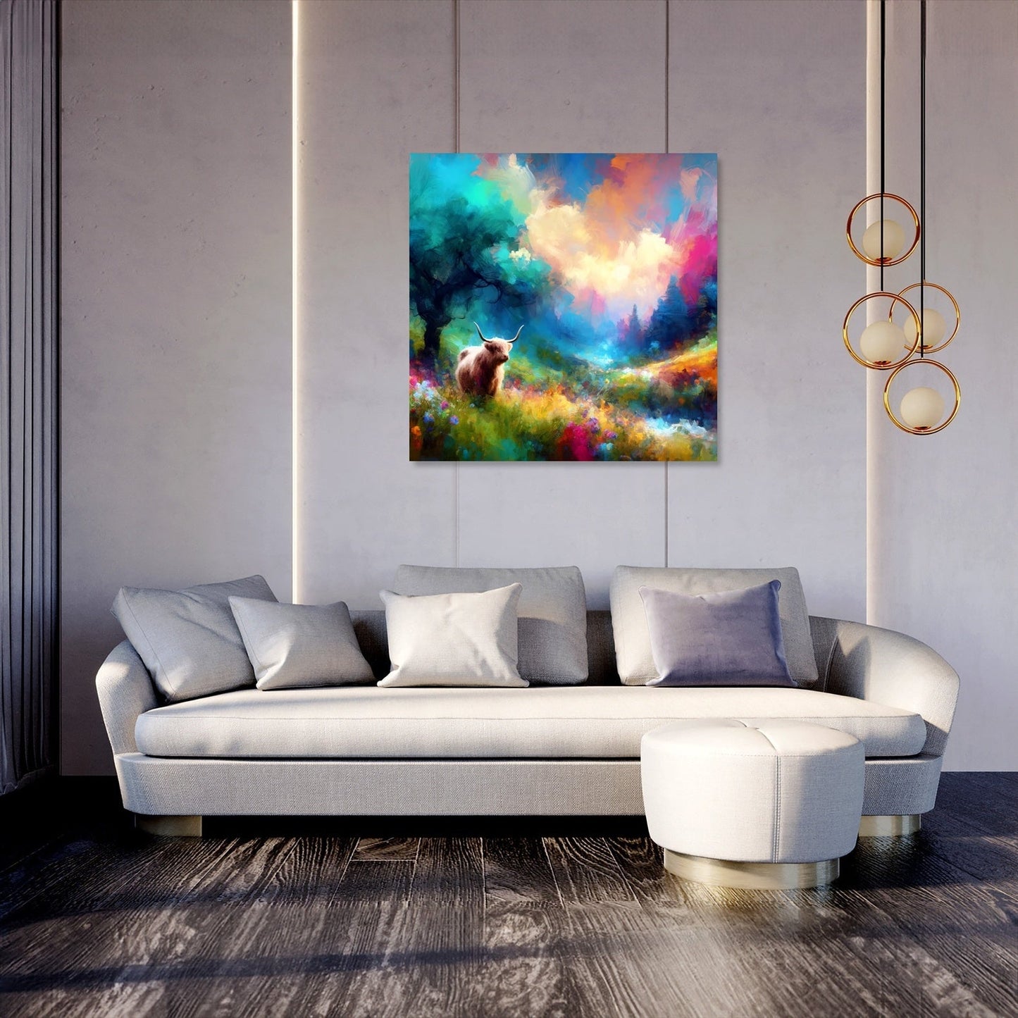 Vivid Highland Cow Escape Canvas