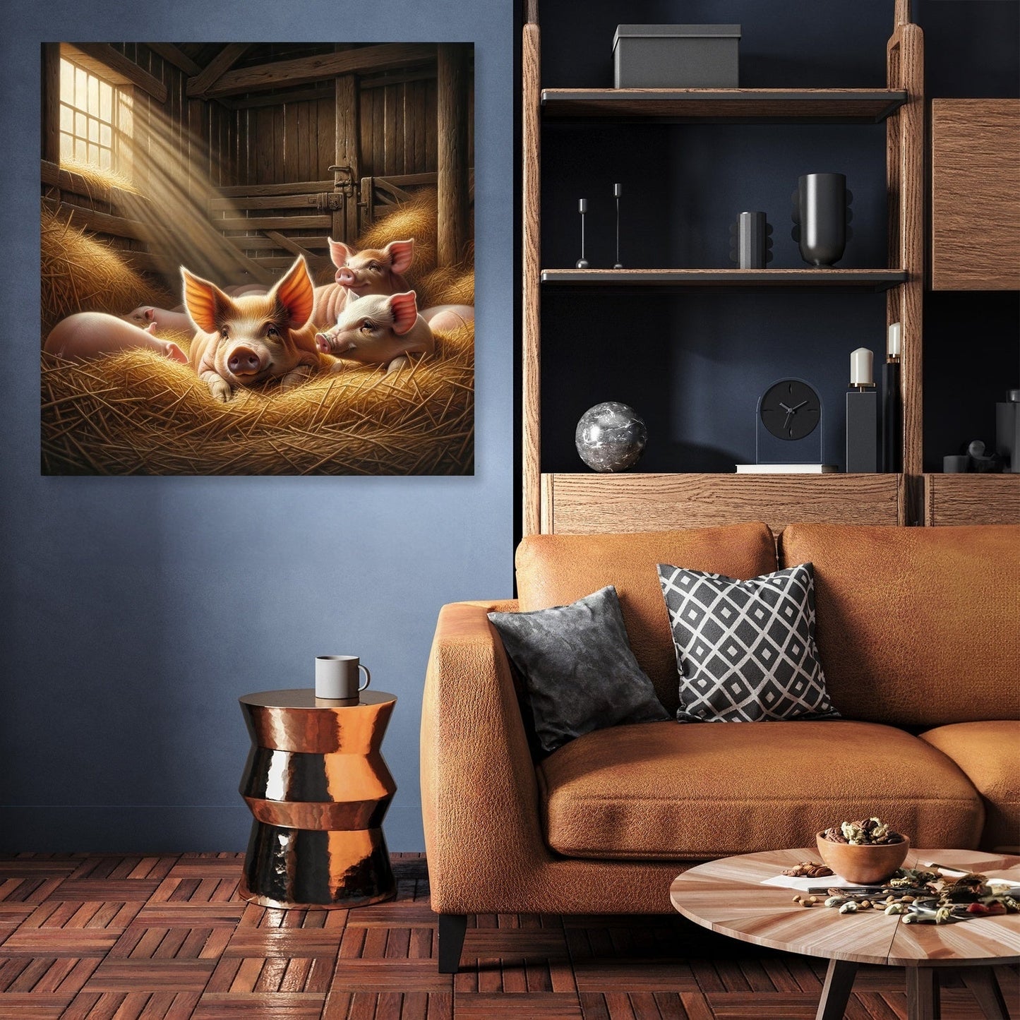 Cozy Barn Pigs Canvas