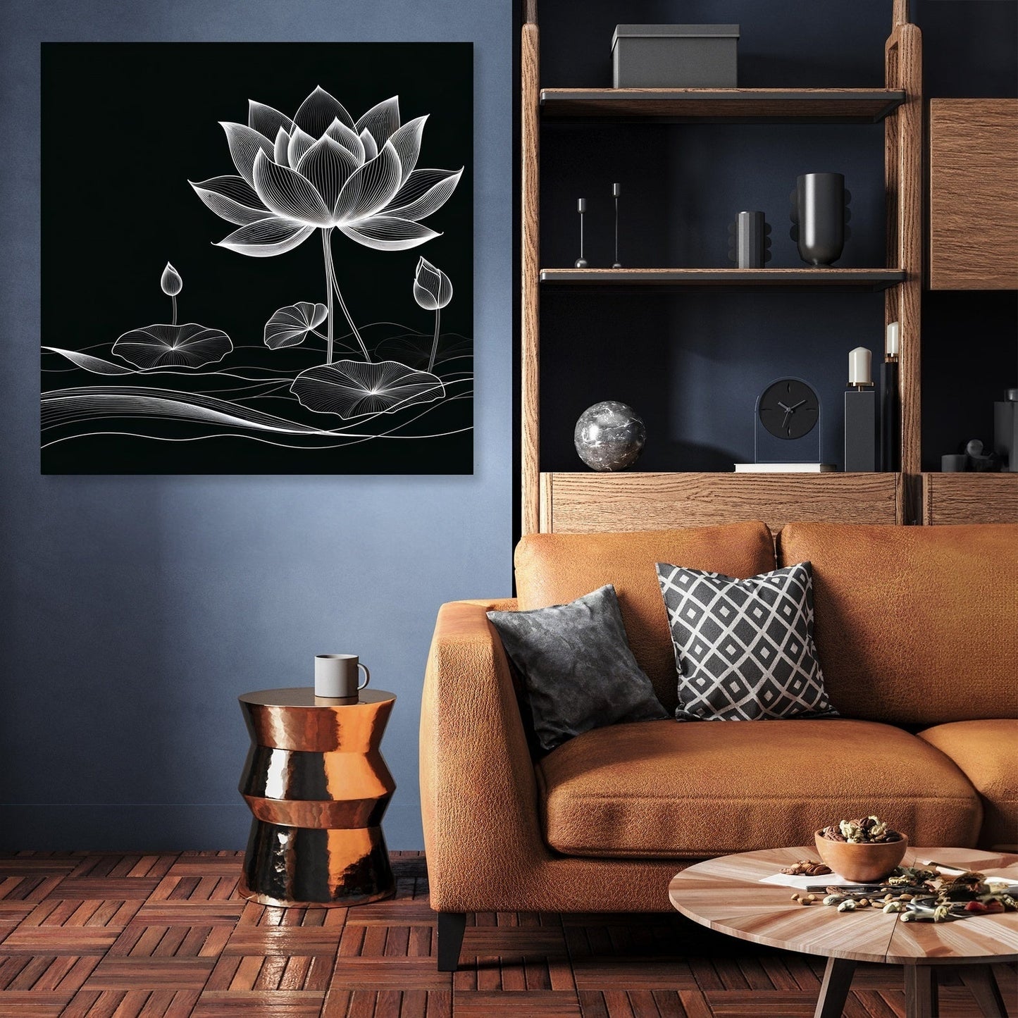 Lotus Noir Elegance Canvas
