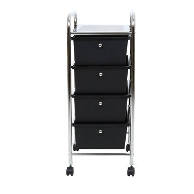 Tube Frame 4 Black Plastic Drawers Trolley
