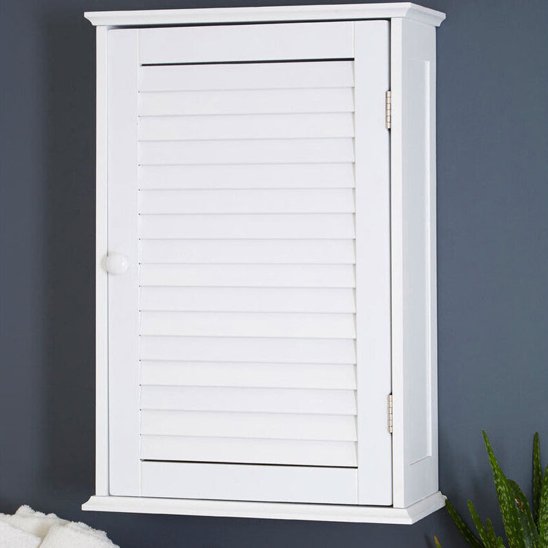 Shutter White Wood Wall Cabinet