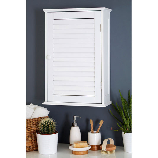 Shutter White Wood Wall Cabinet
