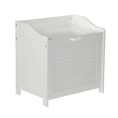 Shutter White Wood Laundry Storage Cabinet