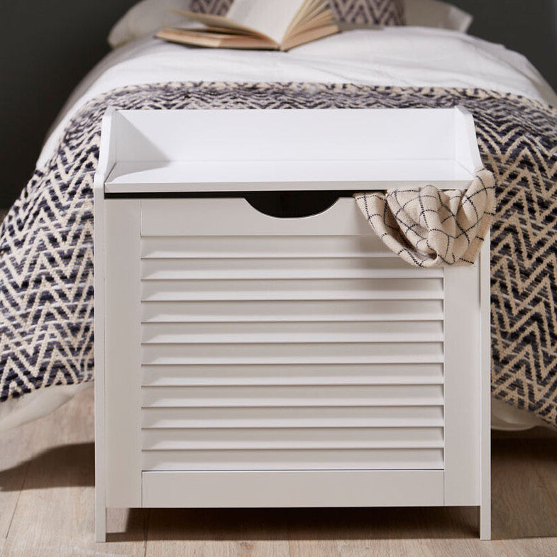 White Wood Laundry Storage Cabinet | Shutter