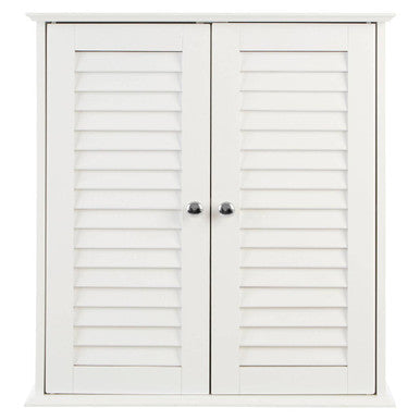 Shutter White Wood 2 Door Wall Cabinet