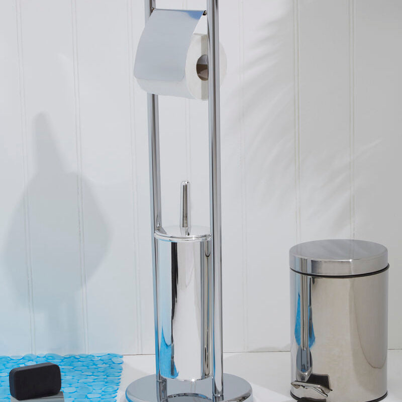 Chrome Finish Toilet Brush and Roll Holder | Linnea