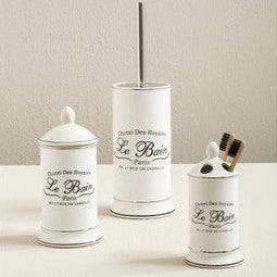 White Ceramic Cotton Bud Storage Jar | Le Bain