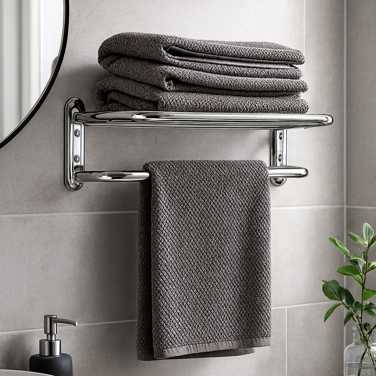 Dara Chrome Finish Wall Mountable Towel Shelf