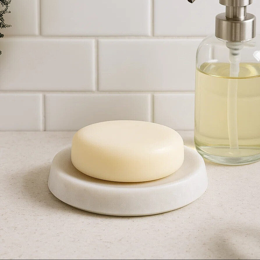 Abaska Off White Marble Soap Dish