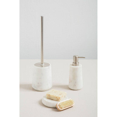 Abaska Off White Marble And Stainless Steel Toilet Brush