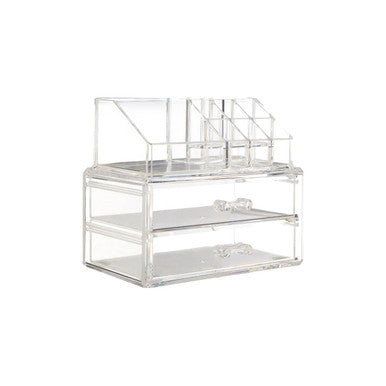 Clear 9 Pc Cosmetics Organiser With 2 Drawers