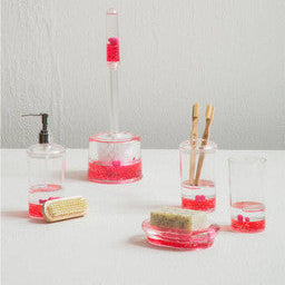 Floating Acrylic Hearts Toilet Brush Holder