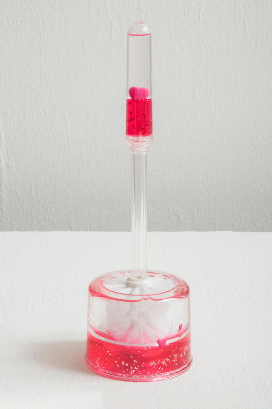 Floating Acrylic Hearts Toilet Brush Holder