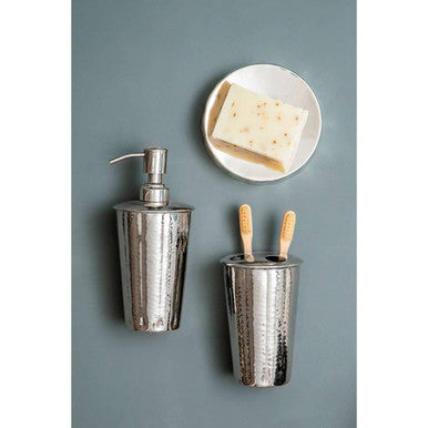 Hammered Bathroom Nickel Finish Toothbrush Holder