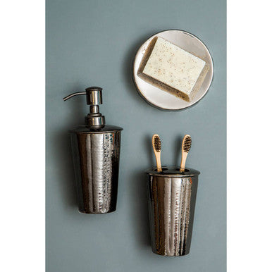 Hammered Black Nickel Finish Toothbrush Holder